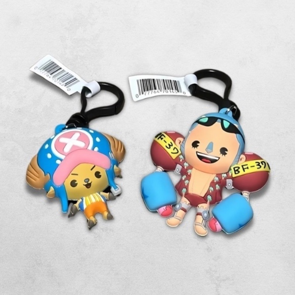 NWT One Piece Action Figure Set of 2 Keychains Tony Tony Chopper & Franky OS